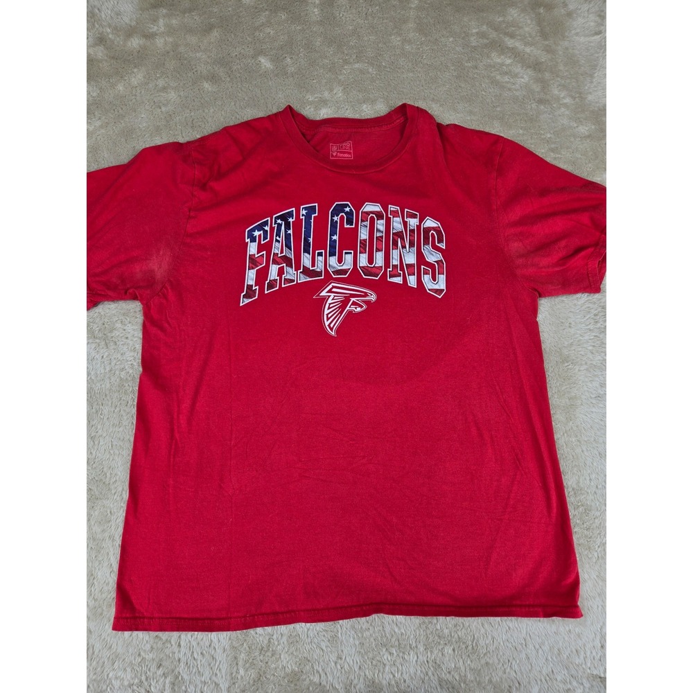 NFL Pro Line Fanatics Atlanta Falcons Red T-Shirt Mens Large Patriotic Flag Logo